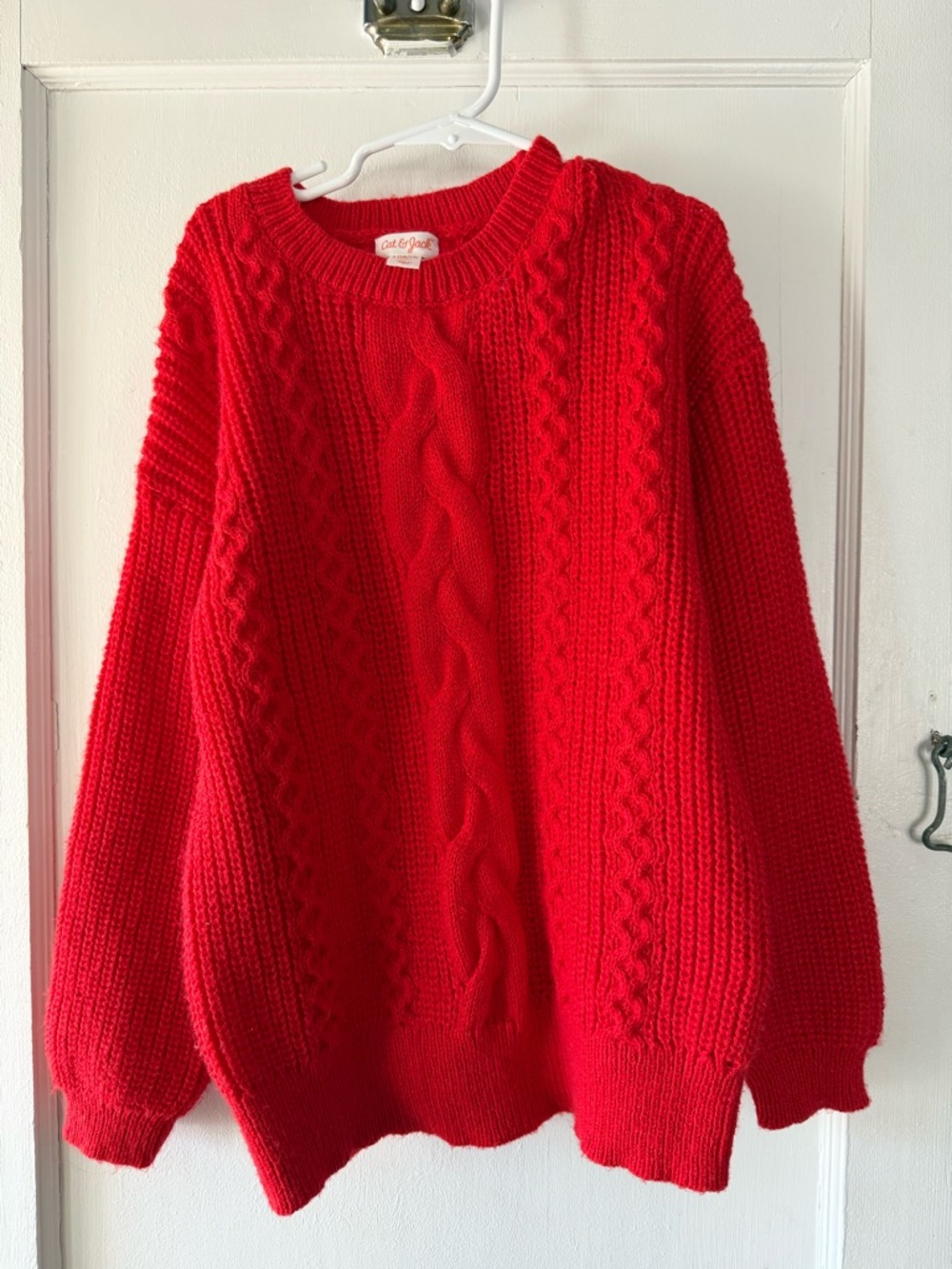Cat & Jack Red Cable Knit Crewneck Sweater